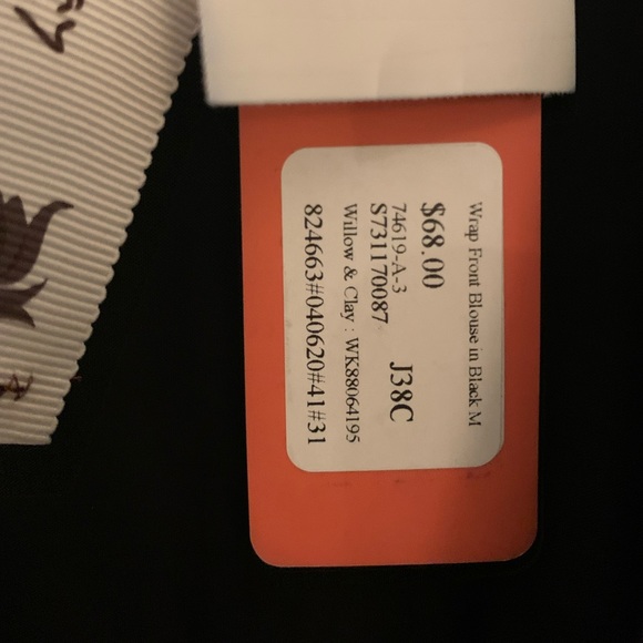 Willow & Clay Wrap Front Blouse in Black size Medium - Picture 2 of 3